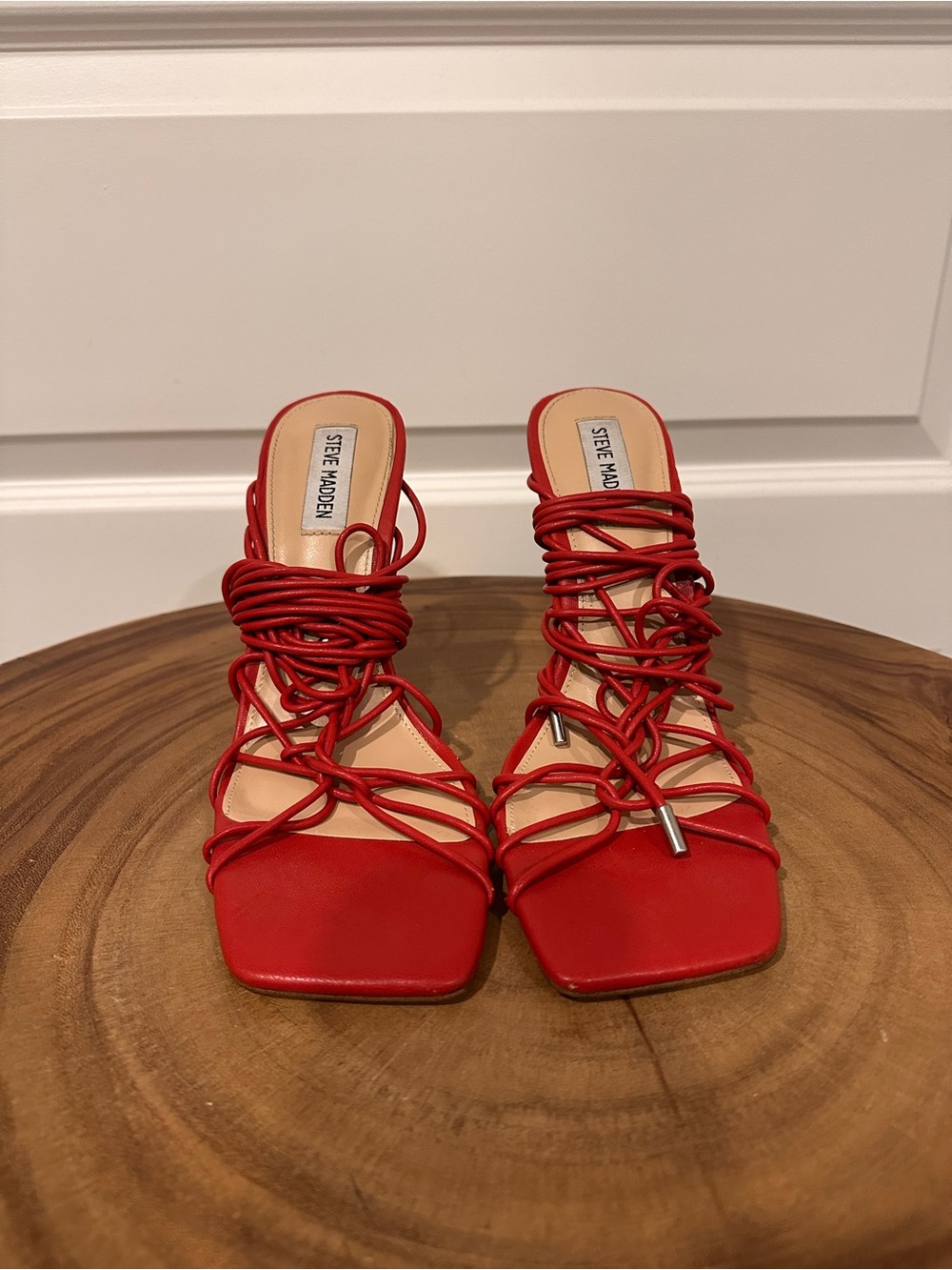 Steve Madden Tygress Lace-Up Heels - Red
